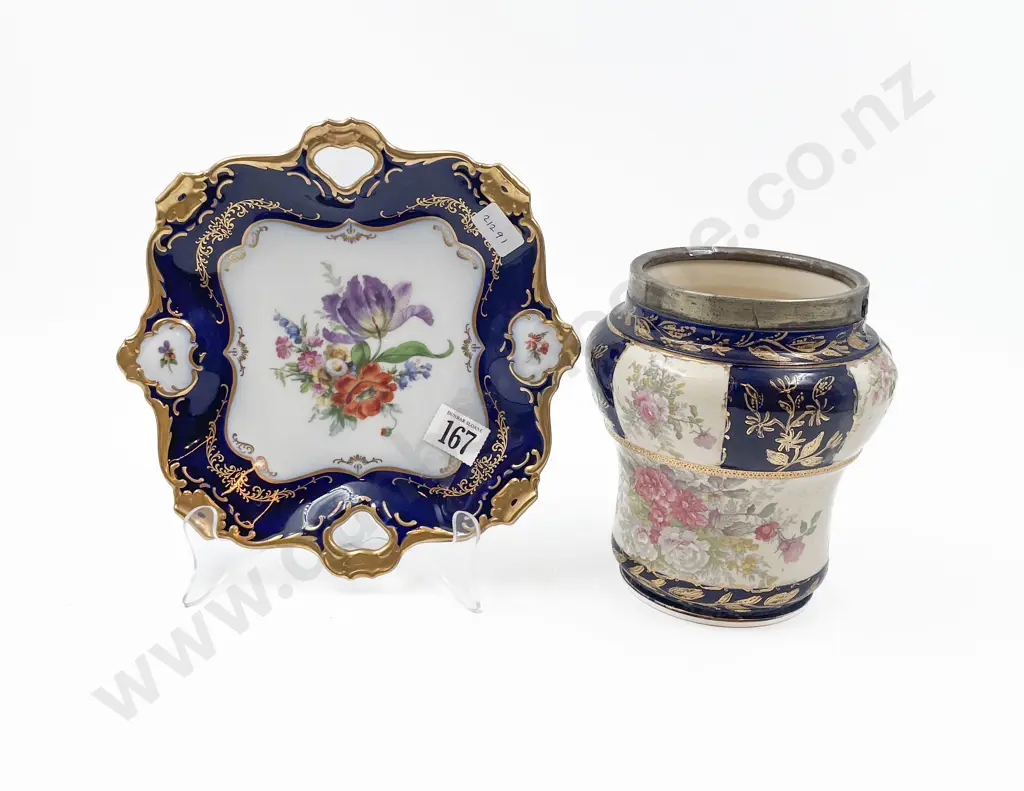 Fancy China Biscuit Barrel with Dish Image 1++