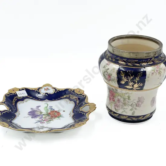 Fancy China Biscuit Barrel with Dish
