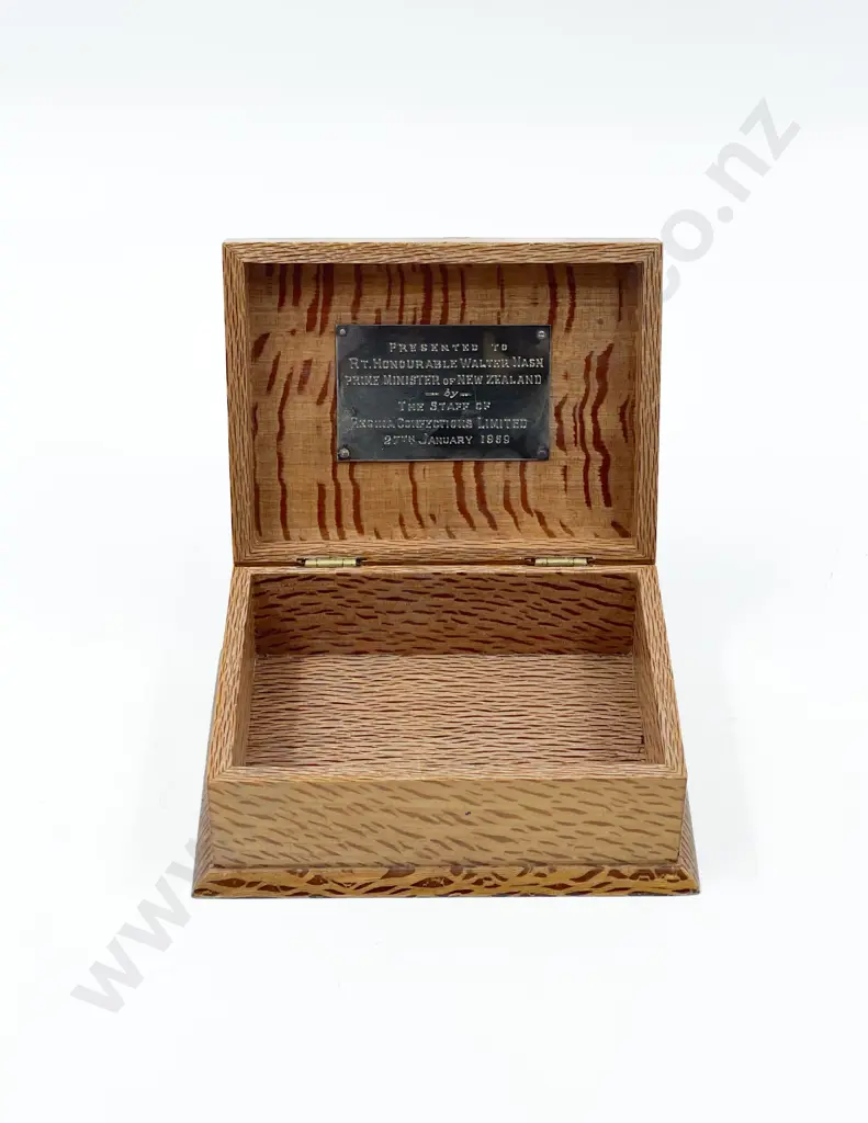 Native Timber & Paua Box Presented to Former PM Walter Nash in 1959 Image 1++