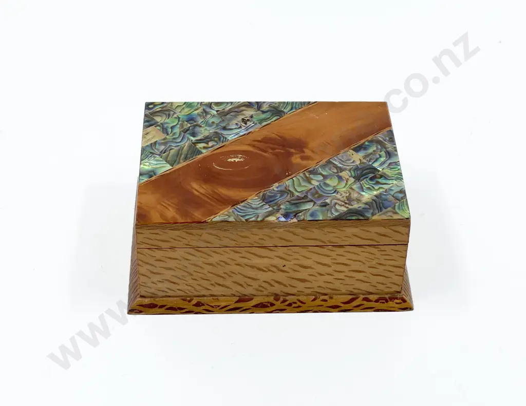 Native Timber & Paua Box Presented to Former PM Walter Nash in 1959 Image 1++