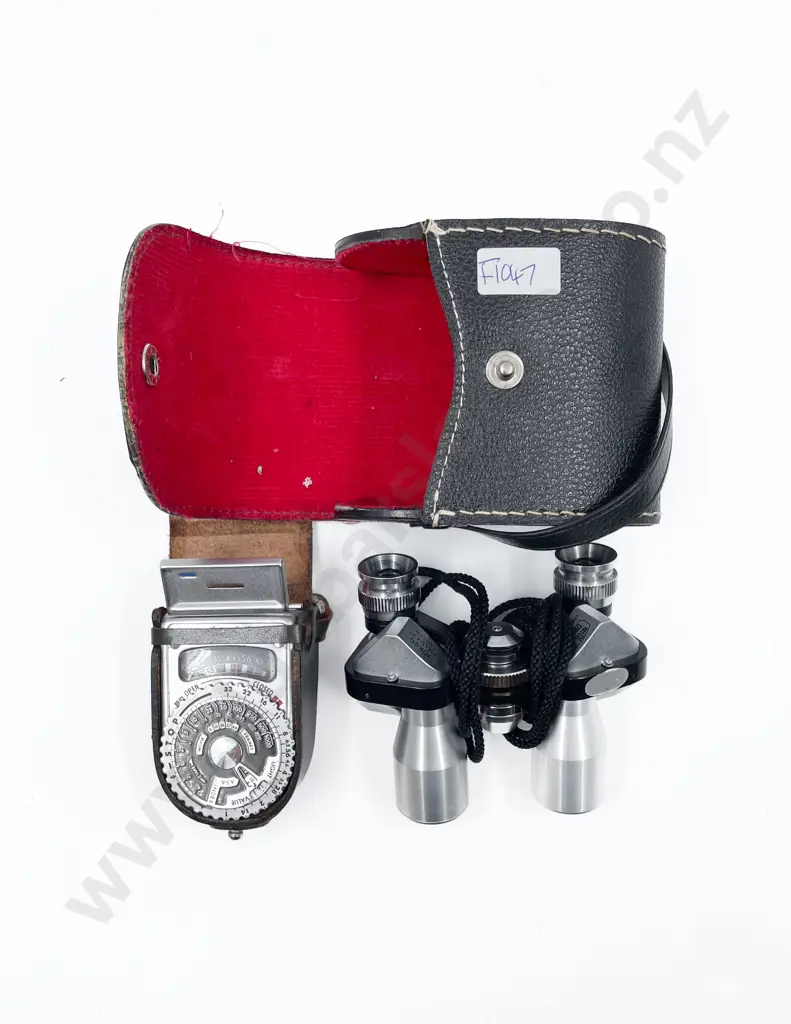 Cased Set of Small Binoculars Together with Light Meters Image 1++