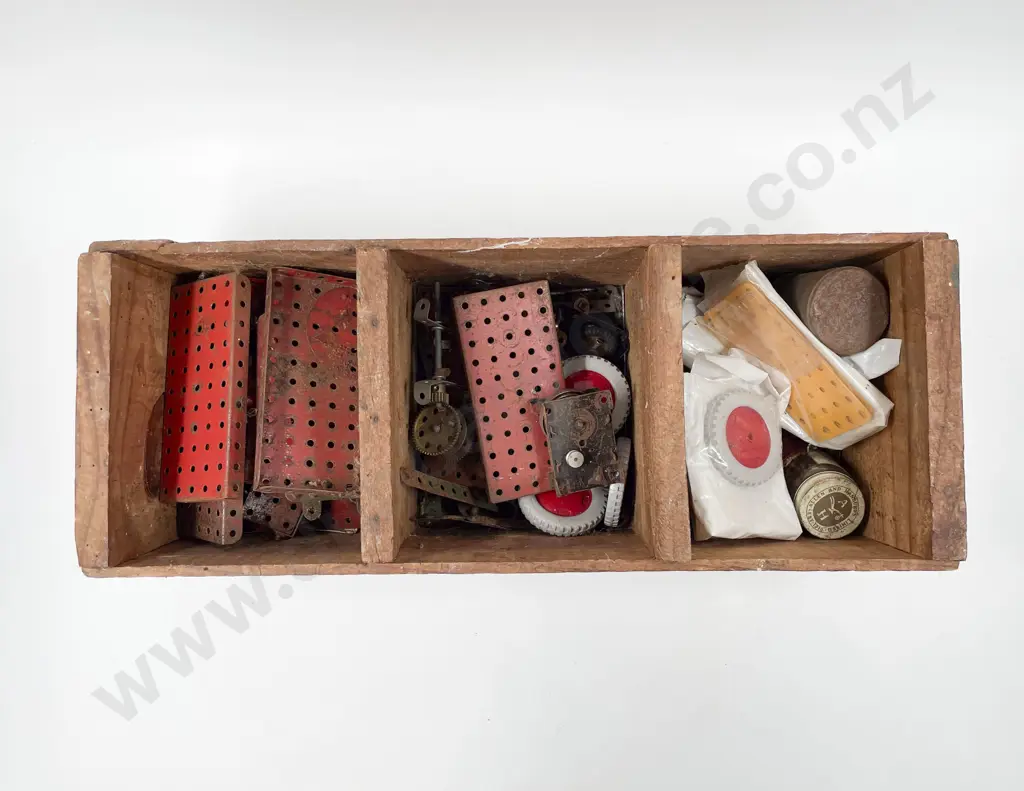 Wooden Crate of Assorted Meccano Image 1++