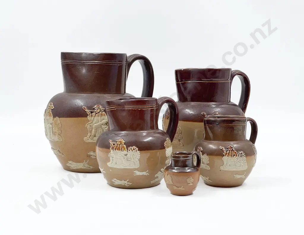 Graduated Set of Five Doulton Lambeth Stoneware Jugs Image 1++