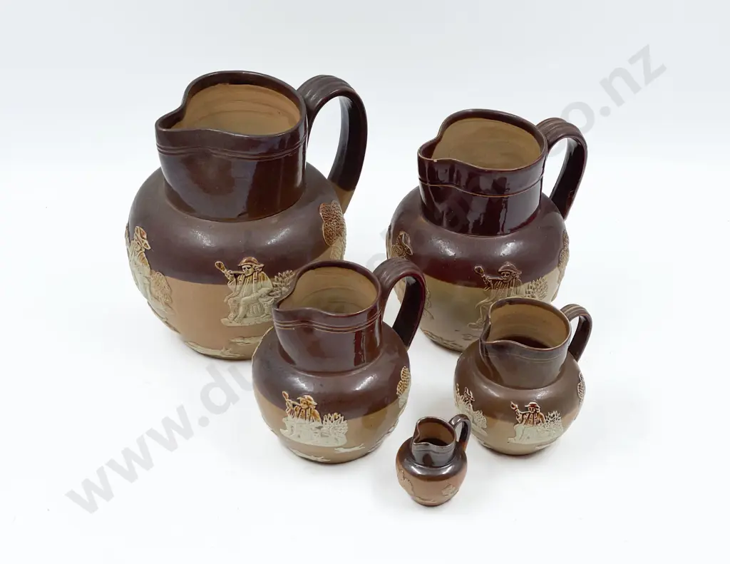 Graduated Set of Five Doulton Lambeth Stoneware Jugs Image 1++