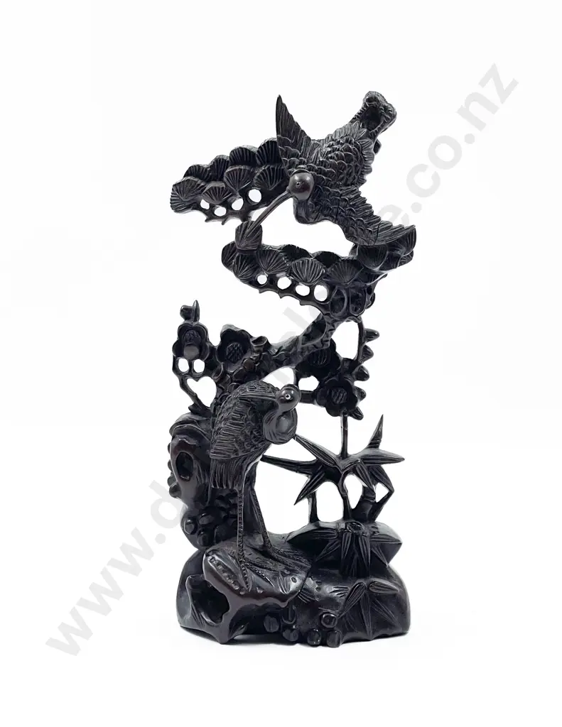 Crane Rosewood Carved Scene Image 1++