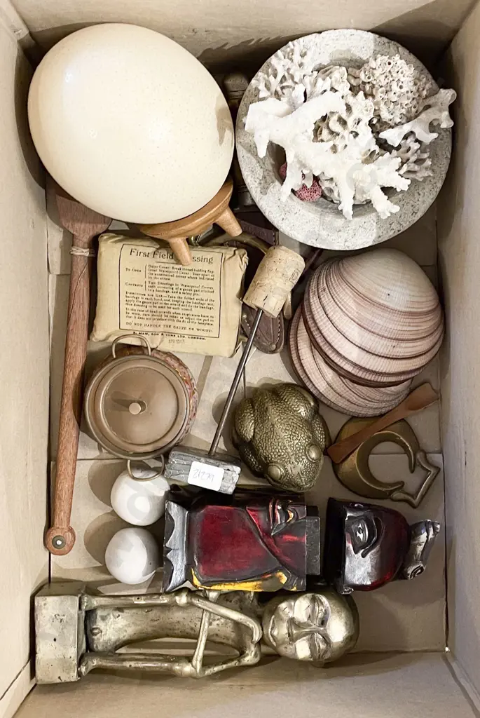 Box of Assorted Ornaments Together with Shells and Coral etc Image 1++