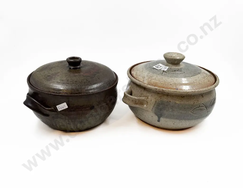 Two Pottery Casserole Dishes Including Paul Melser Image 1++