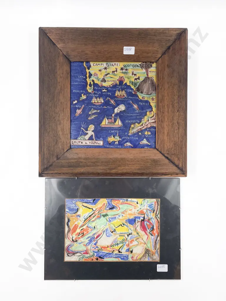 Framed Tile Together with Abstract Artwork Image 1++