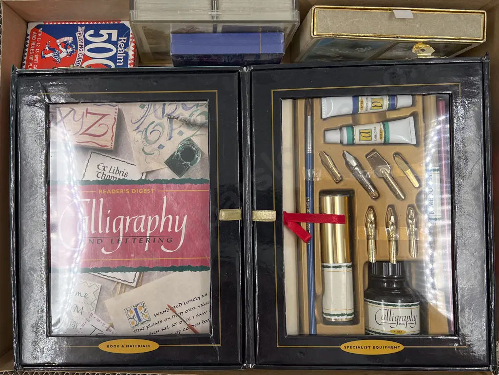 Box of Assorted Including Scrapbook Album and Calligraphy Set etc Image 1++