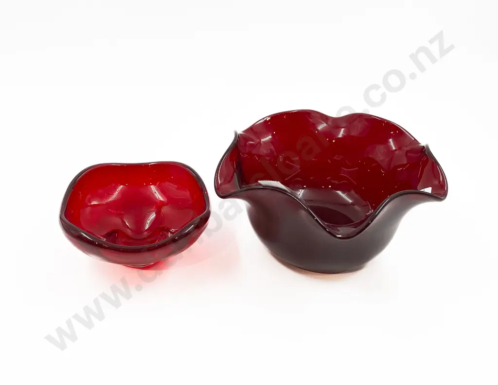 Two Ruby Glass Bowls Image 1++
