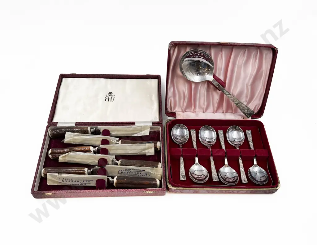 Boxed Horn Handled Steak Knife Set with Other Boxed Cutlery Image 1++