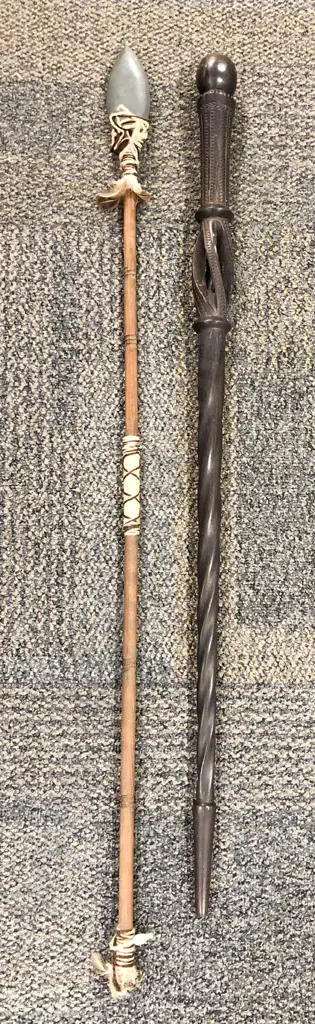 Carved Walking Stick with Spear Image 1++