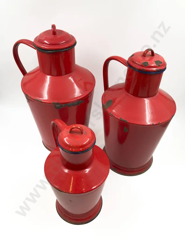 Graduated Set of Three Enamel Cannisters Image 1++
