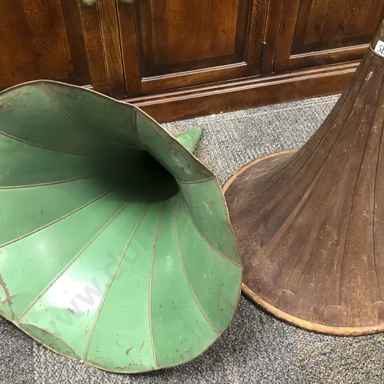 Two Vintage Gramophone Horns