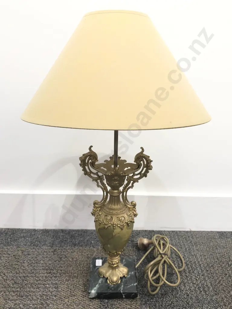 Ornate Table Lamp on Marble Base Image 1++