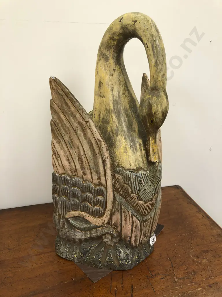 Vintage Wooden Swan Ornament Image 1++