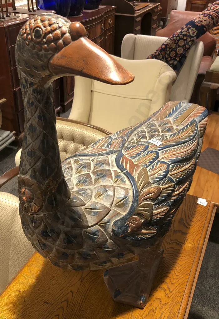Large Carved Duck Ornament Image 1++