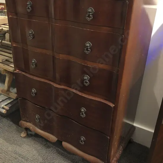Mahogany Serpentine Chest of Draws
