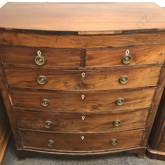 Antique Mahogany Bow Front Chest of Drawers