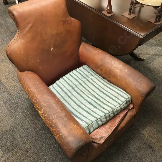 Large Antique Leather Armchair