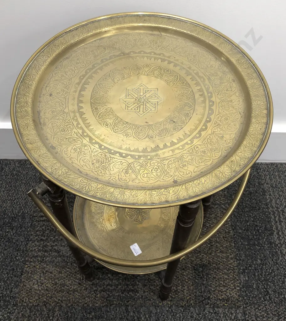 Two Tier Occasional Table with Brass Handle Image 1++