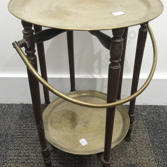 Two Tier Occasional Table with Brass Handle