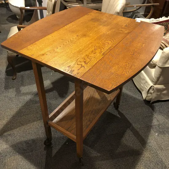Drop Leaf Oak Two Tier Tea Trolley