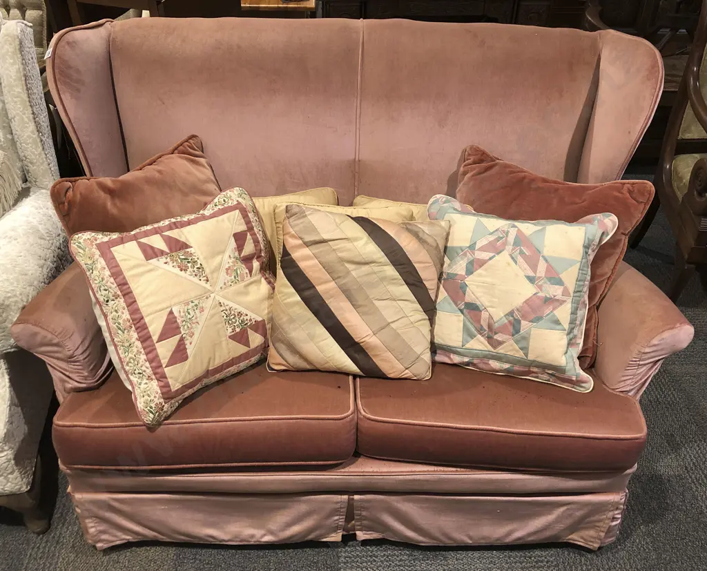 Upholstered Wingback Two Seater Sofa Image 1++