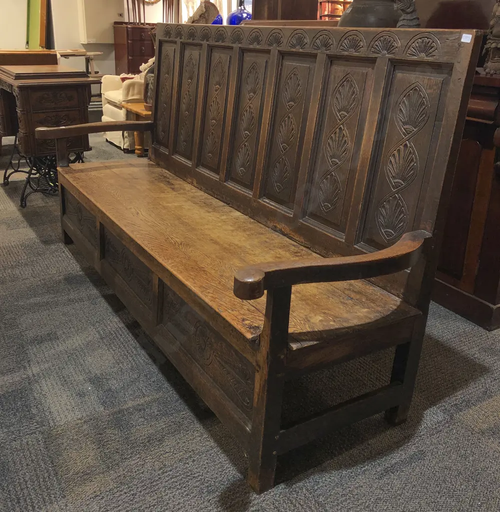 Antique Oak Settle Image 1++