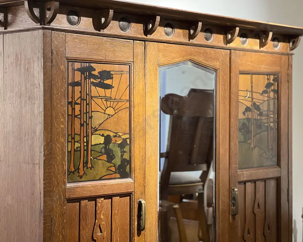 Shapland & Petter C1905 Arts and Crafts Oak Wardrobe Image 1++