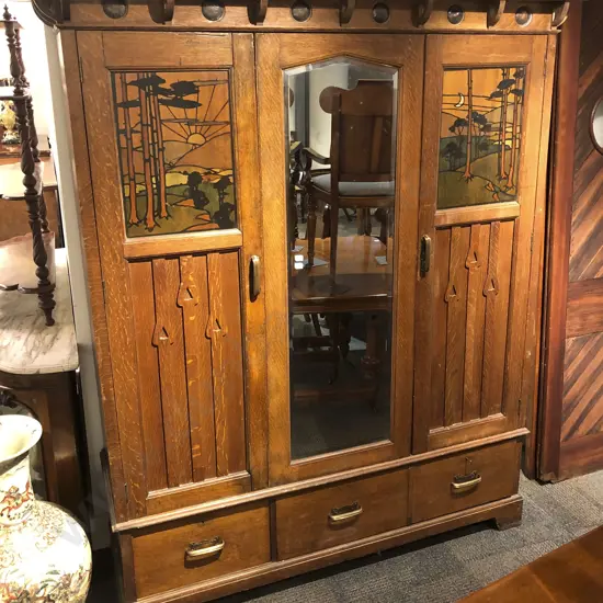 Shapland & Petter C1905 Arts and Crafts Oak Wardrobe