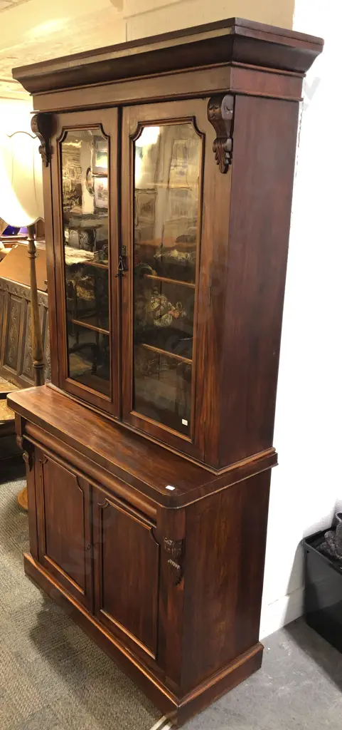 Victorian Mahogany Bookcase Cabinet Image 1++