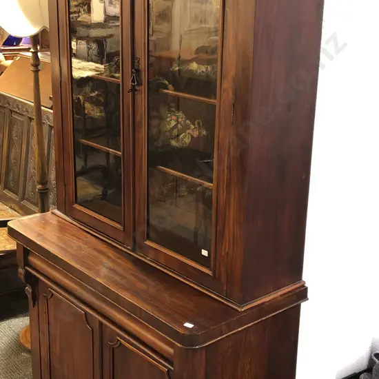 Victorian Mahogany Bookcase Cabinet