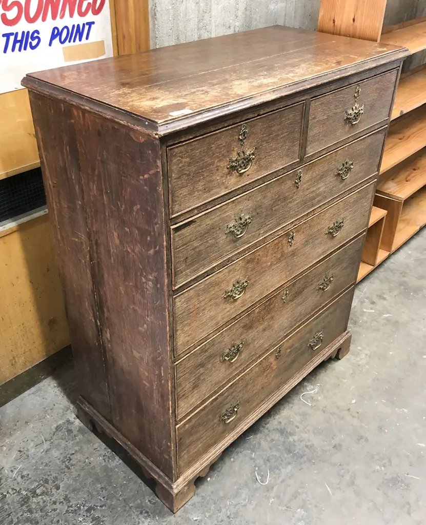 Antique Oak Flat Front Chest of Drawers Image 1++