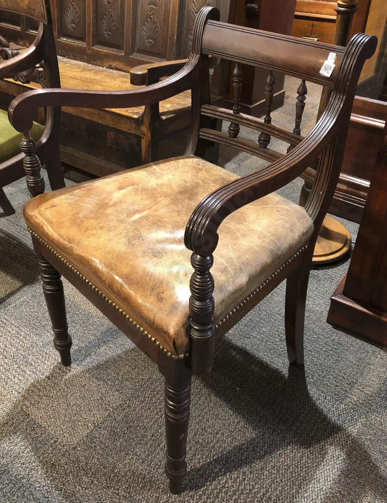 Regency Leather Seated Armchair Image 1++