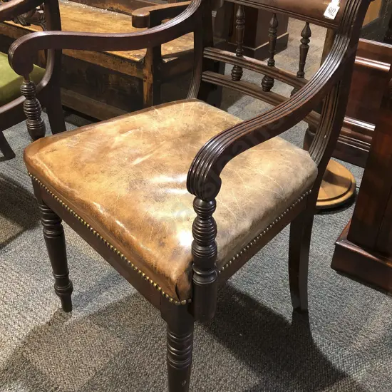Regency Leather Seated Armchair