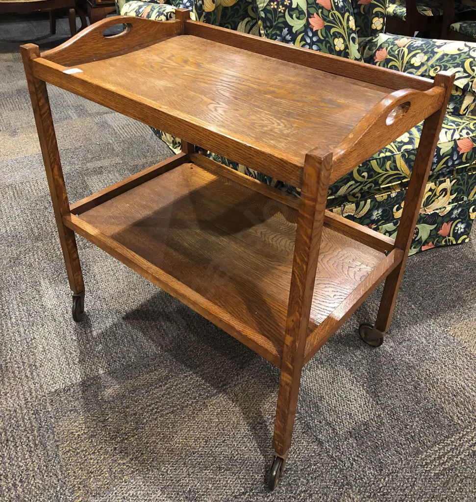 Oak Two Tier Tea Trolley Image 1++
