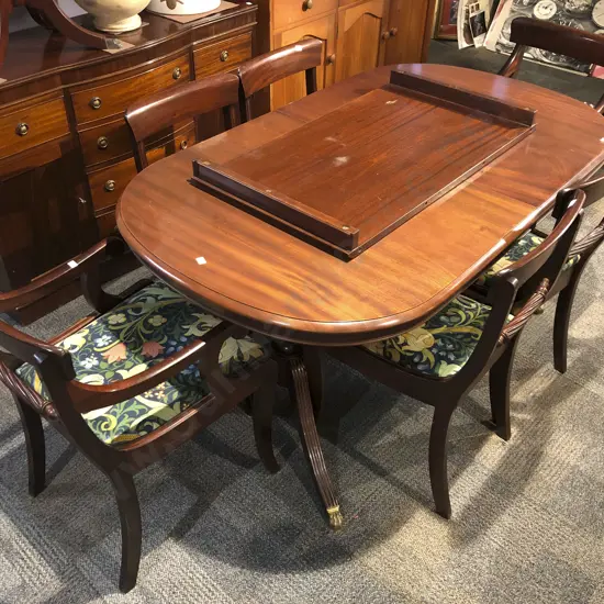 Mahogany Extension Dining Table with Six Dining Chairs