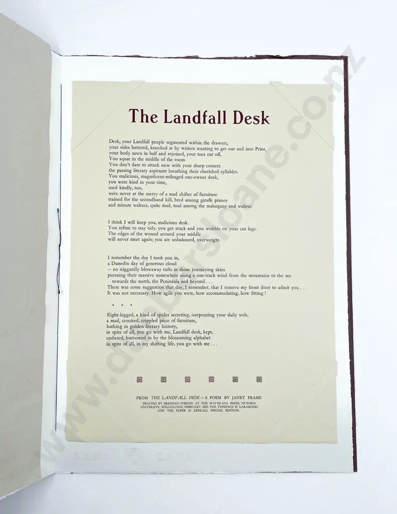 The Landfall Desk - A Poem By Janet Frame Image 1++