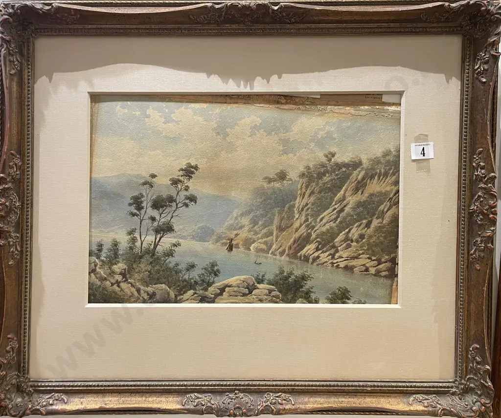 Attributed Tom Peerless - NZ Lake with Sailboats - Watercolour Image 1++