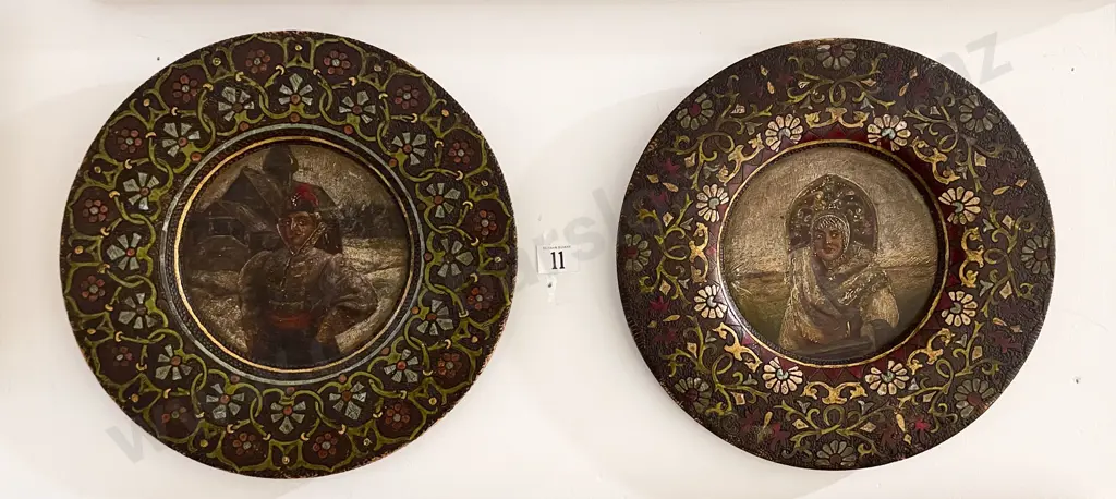 Pair of Early C20th Russian Wedding Portraits on Wooden Panels Image 1++