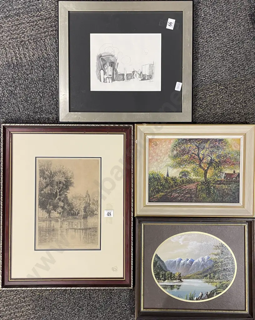 Four Assorted Framed Works Image 1++