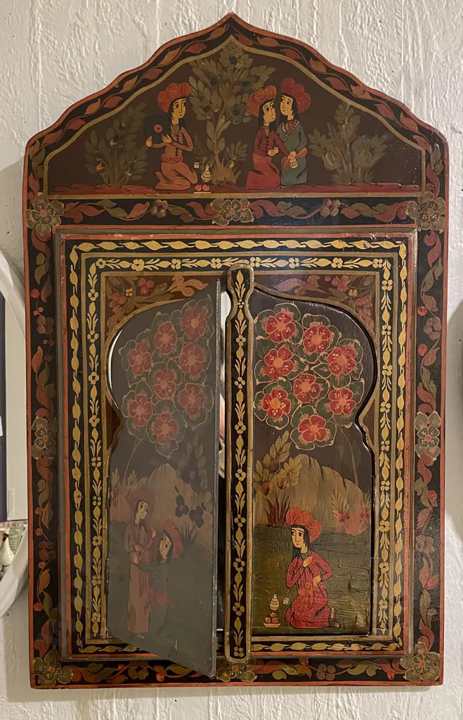 Arabian North African Lacquered Wall Mirror with doors Image 1++