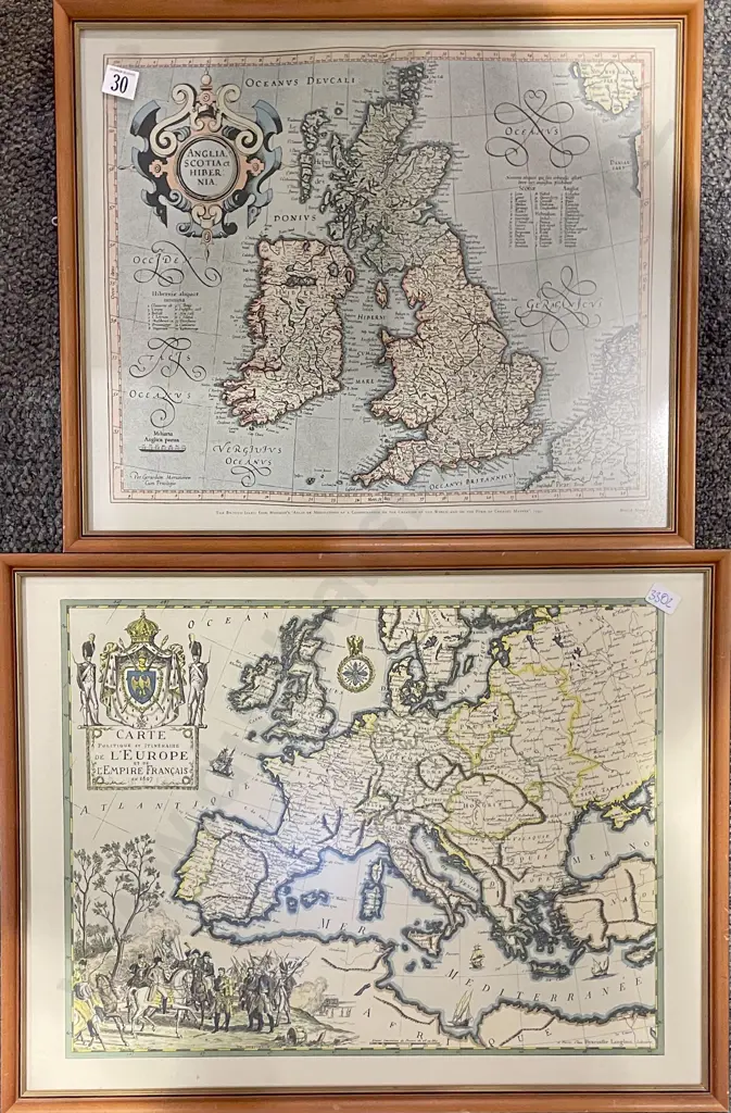 Two Framed Reproduction Maps Image 1++