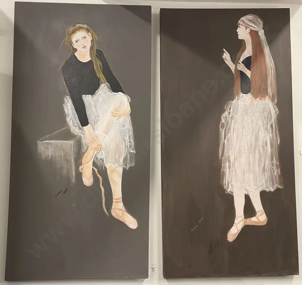 Susan Adams - Seated Ballerina - Acrylic on Canvas & 2 Others Image 1++