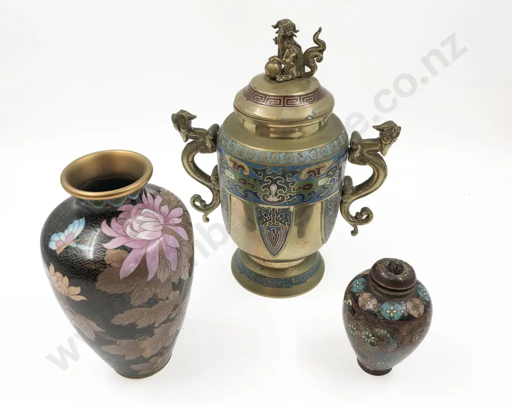Three Various Cloisonne Vases (small vintage with faults Image 1++