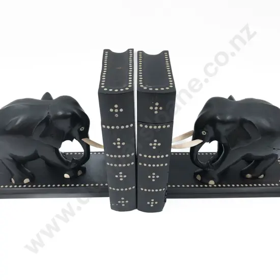 Pair of Ebony Elephant Bookends (Faults)