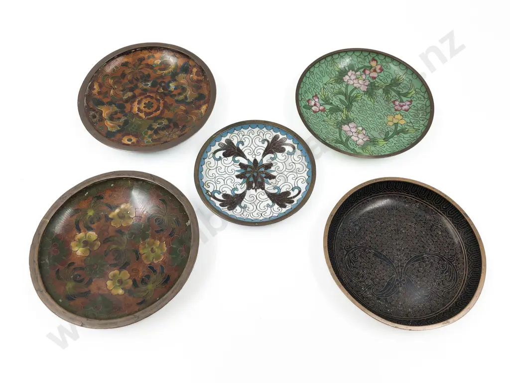 Five Various Cloisonné Dishes Image 1++