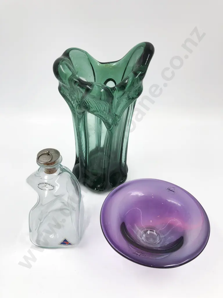 Hoglund Dish with Condiment Bottle and Green Glass Vase Image 1++