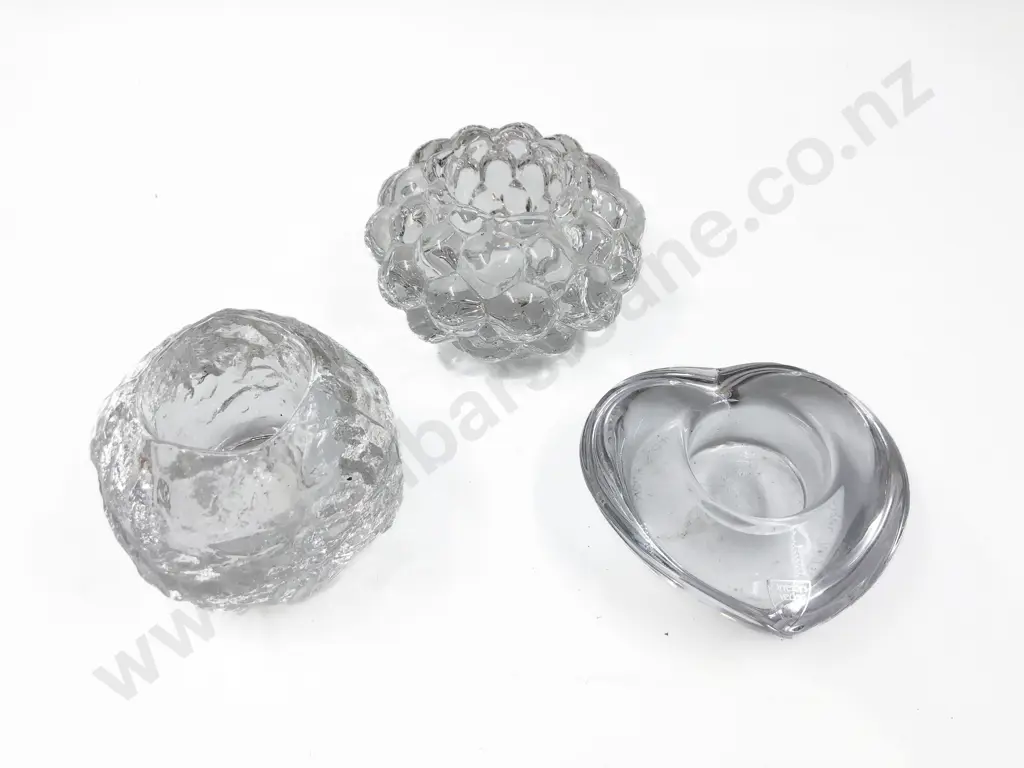 Three Heavy Glass Candle Stands Image 1++